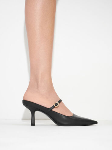 Roxane Mary Jane Heeled Mules, Black, hi-res
