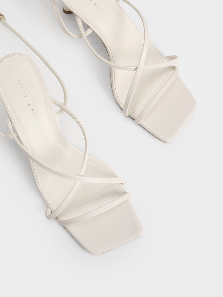 Crossover Strappy Sandals, Cream, hi-res