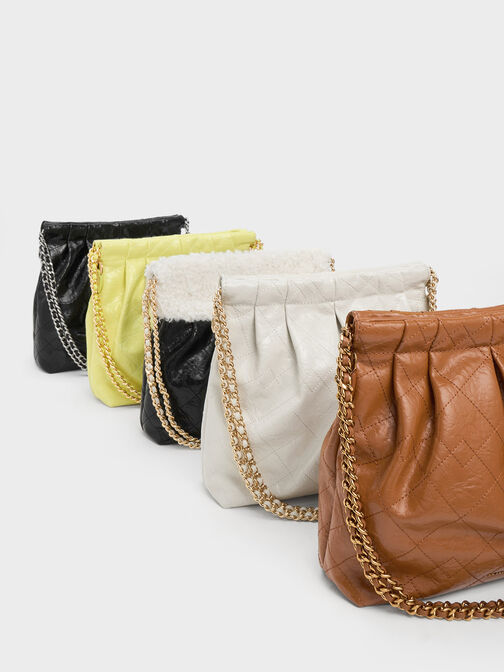 Duo Furry Chain Handle Shoulder Bag, Multi, hi-res