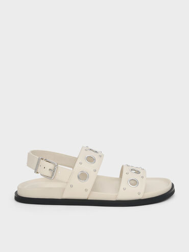 Grommet Crossover Slingback Sandals, Chalk, hi-res