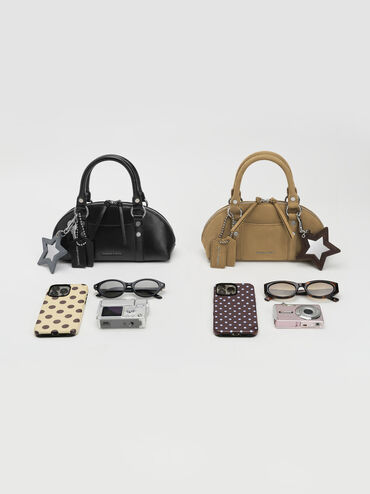 Tatiana Studded Bowling Bag, Noir, hi-res