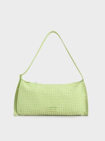 Textured Elongated Shoulder Bag, Zesty Green, hi-res