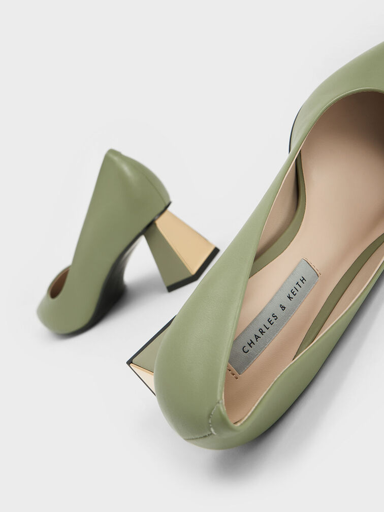 Trapeze Kitten Heel Pumps, Sage Green, hi-res