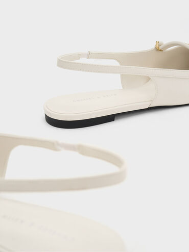 Metallic Bar Accent Slingback Flats, Cream, hi-res