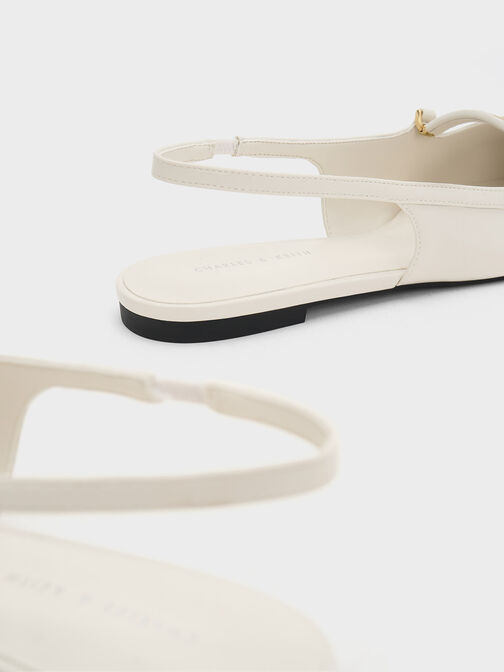 Metallic Bar Accent Slingback Flats, Cream, hi-res