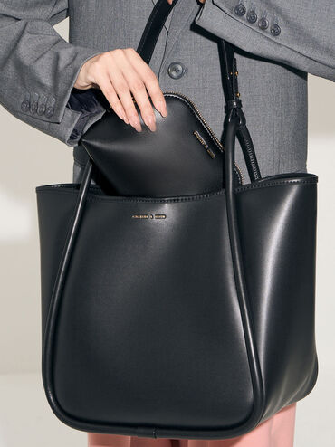 Large Slouchy Tote Bag, Black, hi-res