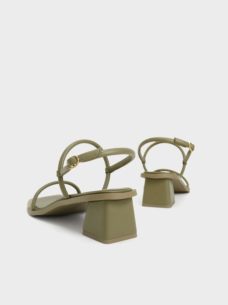 Metallic Tip Strappy Sandals, Olive, hi-res