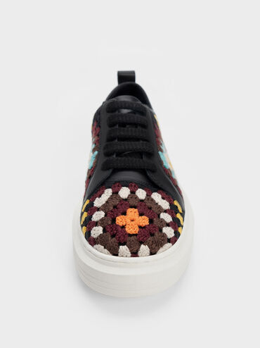 Fable Floral Crochet & Leather Sneakers, Multi, hi-res