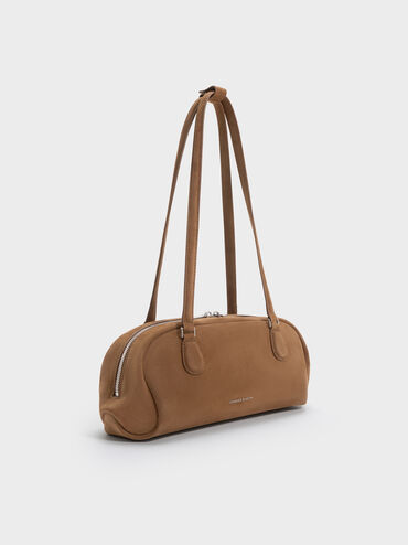 Nelly Recycled Suede Elongated Shoulder Bag, Mocha Brown, hi-res