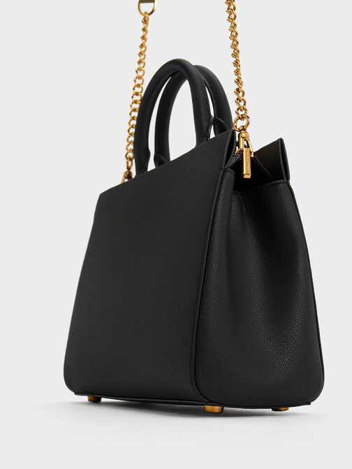 Mirabelle Structured Top Handle bag, Black, hi-res