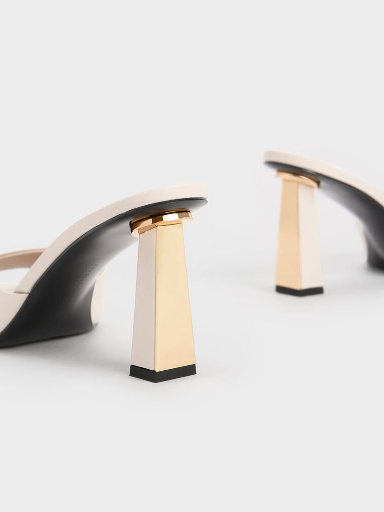 Geometric Heeled Mules, Chalk, hi-res