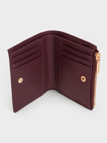 Midori Geometric Top-Zip Wallet, Wineberry Red, hi-res