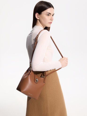 Aubrielle Bucket Bag, Tan, hi-res