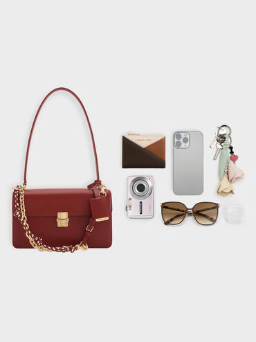 Acelynn Rope-Chain Shoulder Bag, Burgundy, hi-res