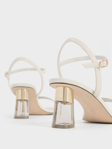 Oleana Clear Trapeze Heel Sandals, Chalk, hi-res