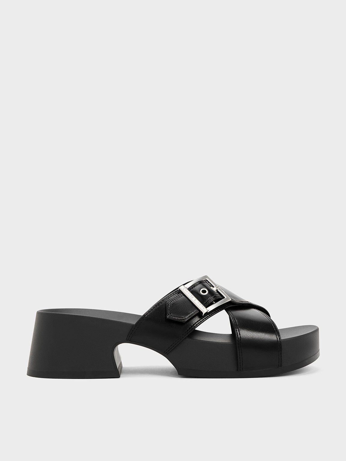 Black and white platform sandals best sale