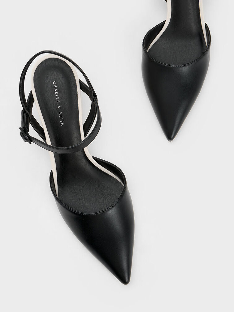 Rattan Block Heel Pumps, Black, hi-res