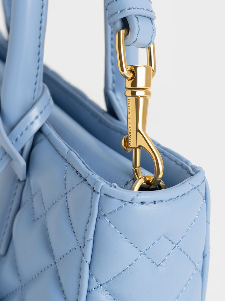 Nezu Quilted Tote Bag, Light Blue, hi-res