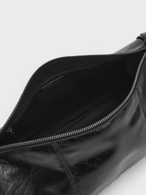 Bryna Panelled Grommet-Strap Crossbody Bag, Noir, hi-res