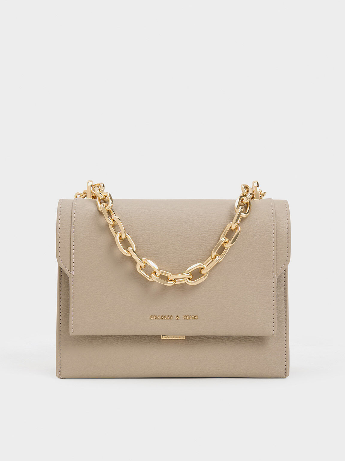 Taupe Brennan Chain Handle Crossbody Bag CHARLES KEITH IN