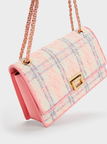 Everline Tweed Braided-Strap Shoulder Bag, Pink, hi-res