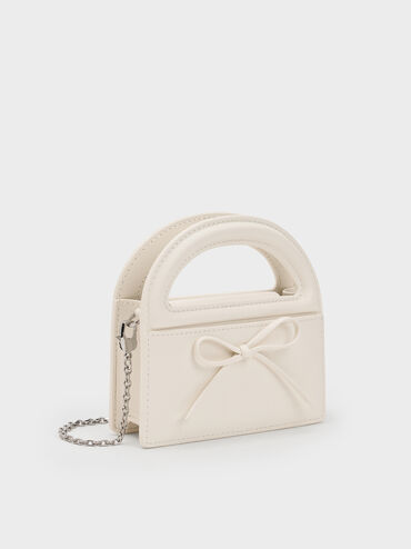 Reese Bow Top Handle Wristlet, Cream, hi-res