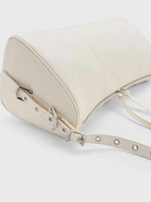 Bryna Panelled Grommet-Strap Crossbody Bag, Cream, hi-res
