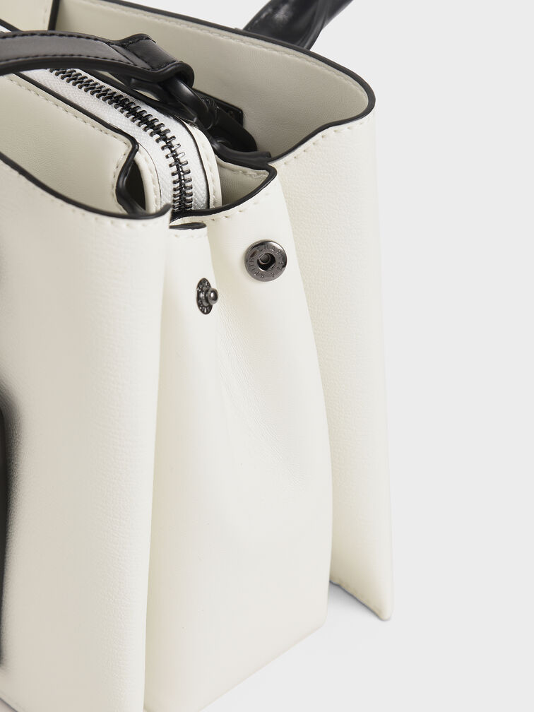 Cameron Double Top Handle Bag, White, hi-res