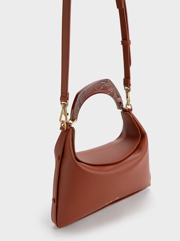 Marlin Acrylic Handle Hobo Bag, Mocha, hi-res