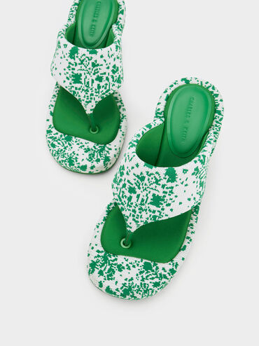 Noemi Knitted Spool Heel Sandals, Green, hi-res