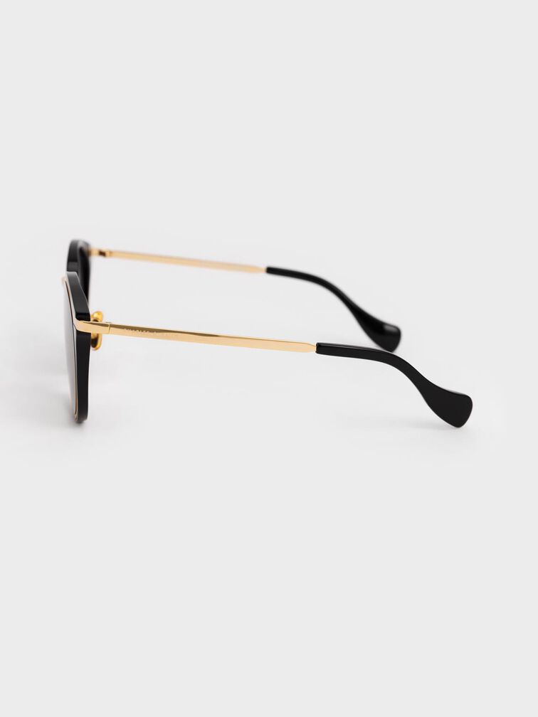 Recycled Acetate Cat-Eye Sunglasses, Black, hi-res