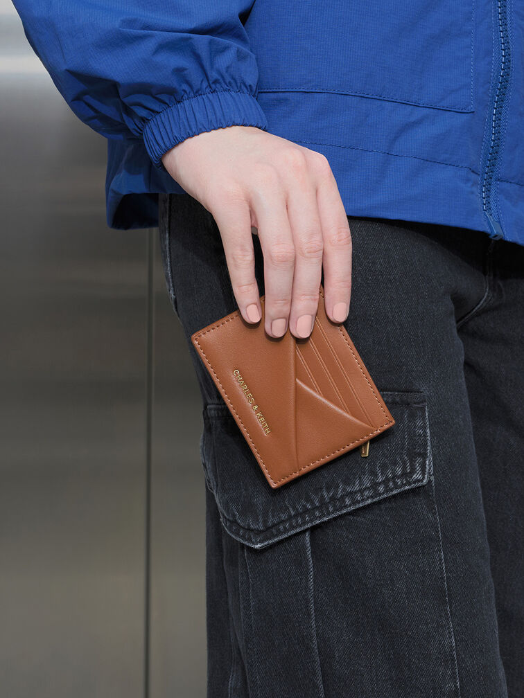 Midori Geometric Card Holder, Tan, hi-res