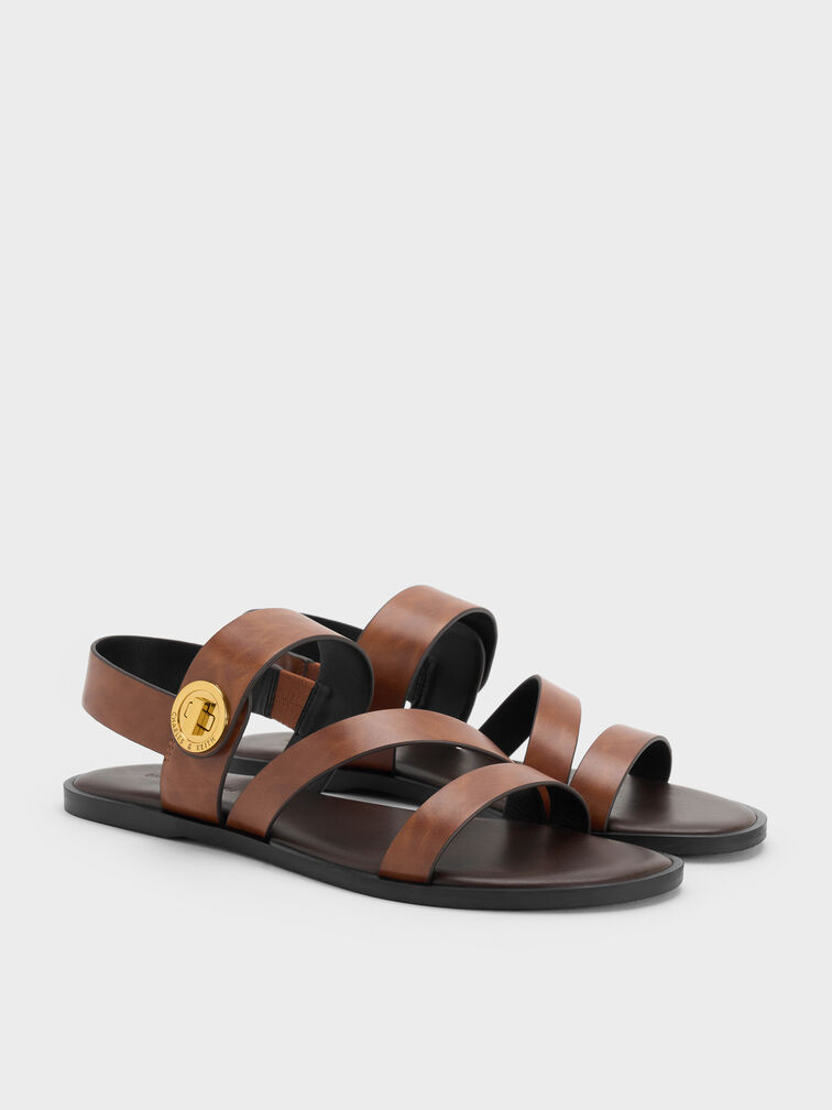 Yara Turn-Lock Strappy Sandals, Cognac, hi-res
