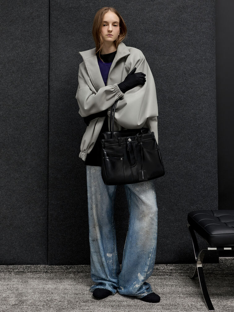 Arita Jeans Tote Bag, Noir, hi-res