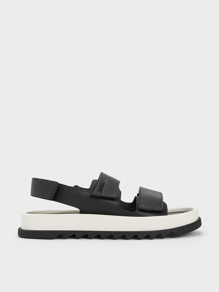 Avalon Buckled Sports Sandals, Black, hi-res