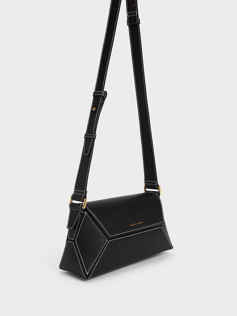 Nasrin Geometric Shoulder Bag, Black, hi-res