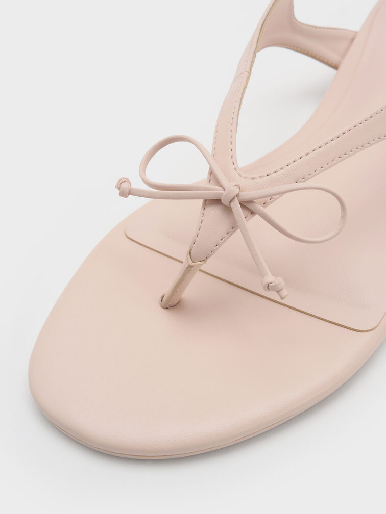 Bow Slingback Thong Sandals, Nude, hi-res