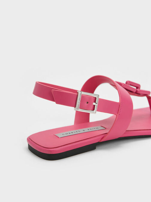 Chain-Link T-Bar Sandals, Berry, hi-res