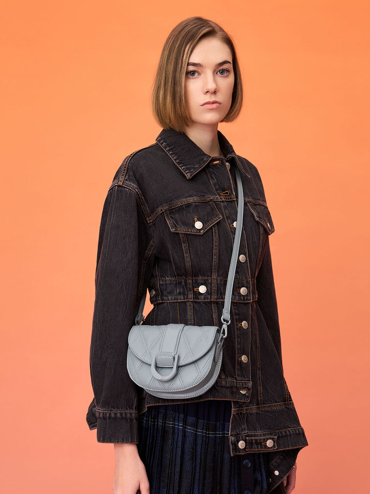Mini Gabine Quilted Saddle Bag, Steel Blue, hi-res