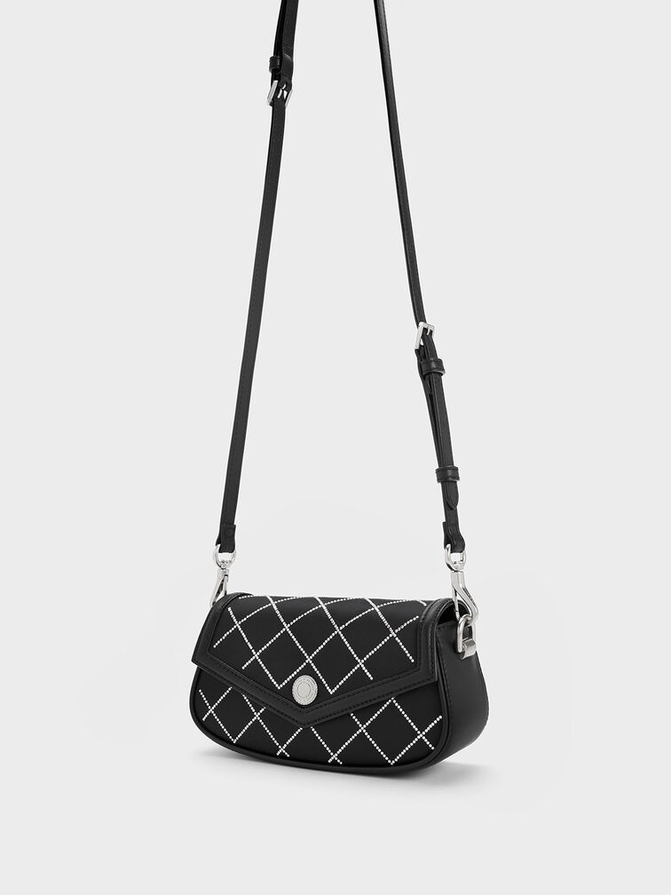 Este Chain Handle Satin Bag, Black, hi-res