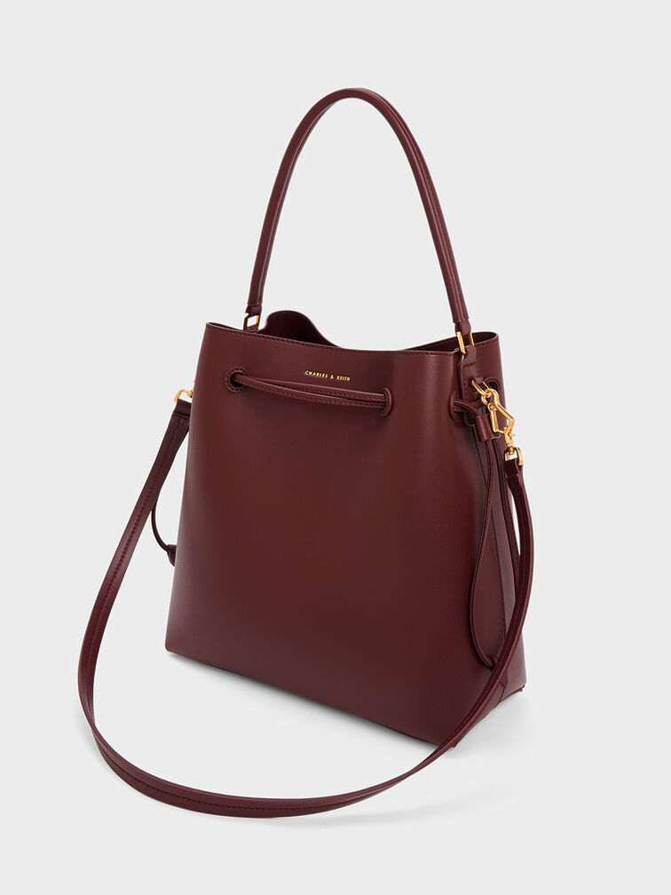 Drawstring Hobo Bag, Burgundy, hi-res