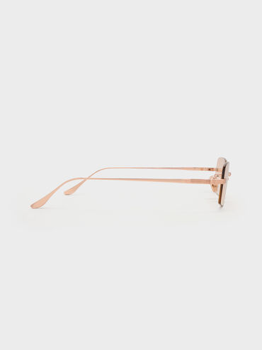 Easton Rimless Rectangular Sunglasses, Rose Gold, hi-res