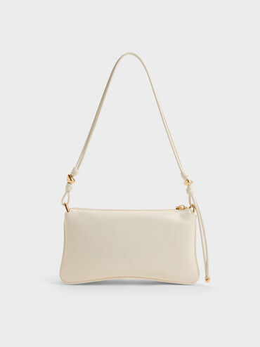 Augustine Eel-Effect Knotted-Strap Shoulder Bag, Cream, hi-res