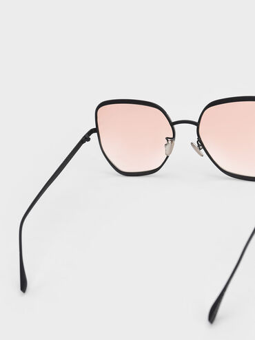 Braided Temple Butterfly Sunglasses, Black, hi-res