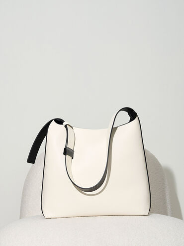 Edna Contrast-Trim Tote Bag, Cream, hi-res