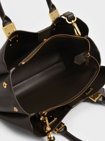 Large Double Handle Handbag, Dark Moss, hi-res