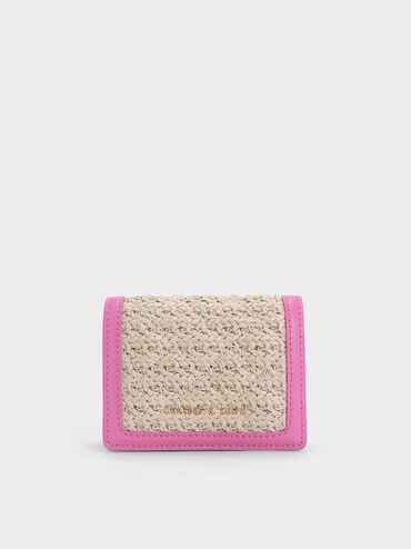 Micaela Woven Card Holder, Fuchsia, hi-res