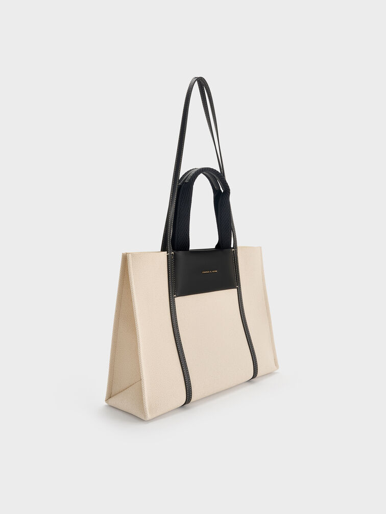 Shalia Canvas Tote Bag, Beige Canvas, hi-res