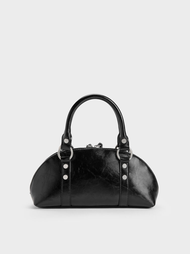 Tatiana Studded Bowling Bag, Noir, hi-res