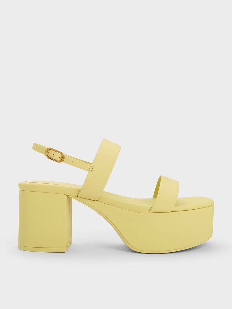 Double Strap Platform Slingback Sandals, Lime, hi-res